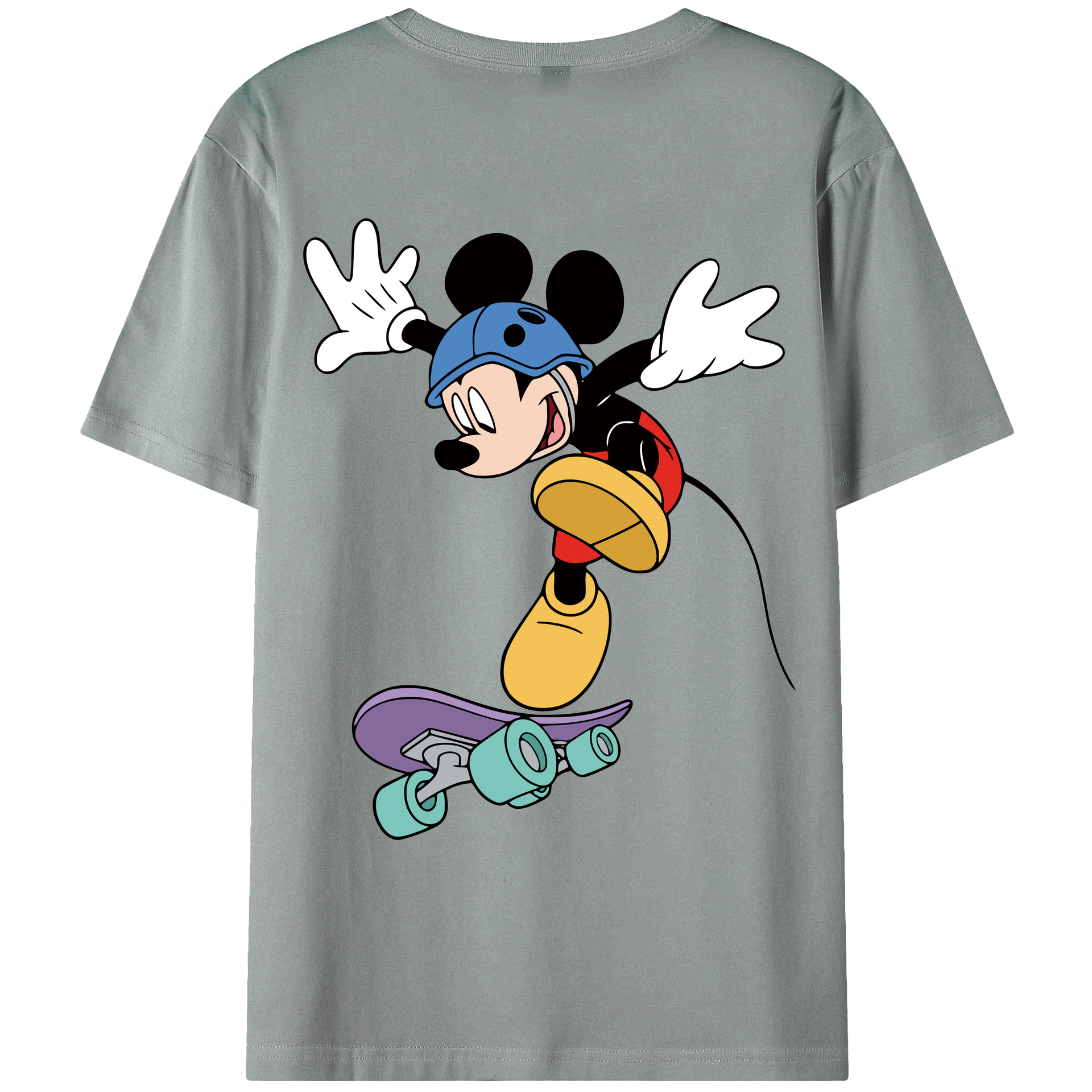 ミッキーマウス Mickey Mouse 綿100％ メンズ半袖Tシャツ（バックプリント） 通気性